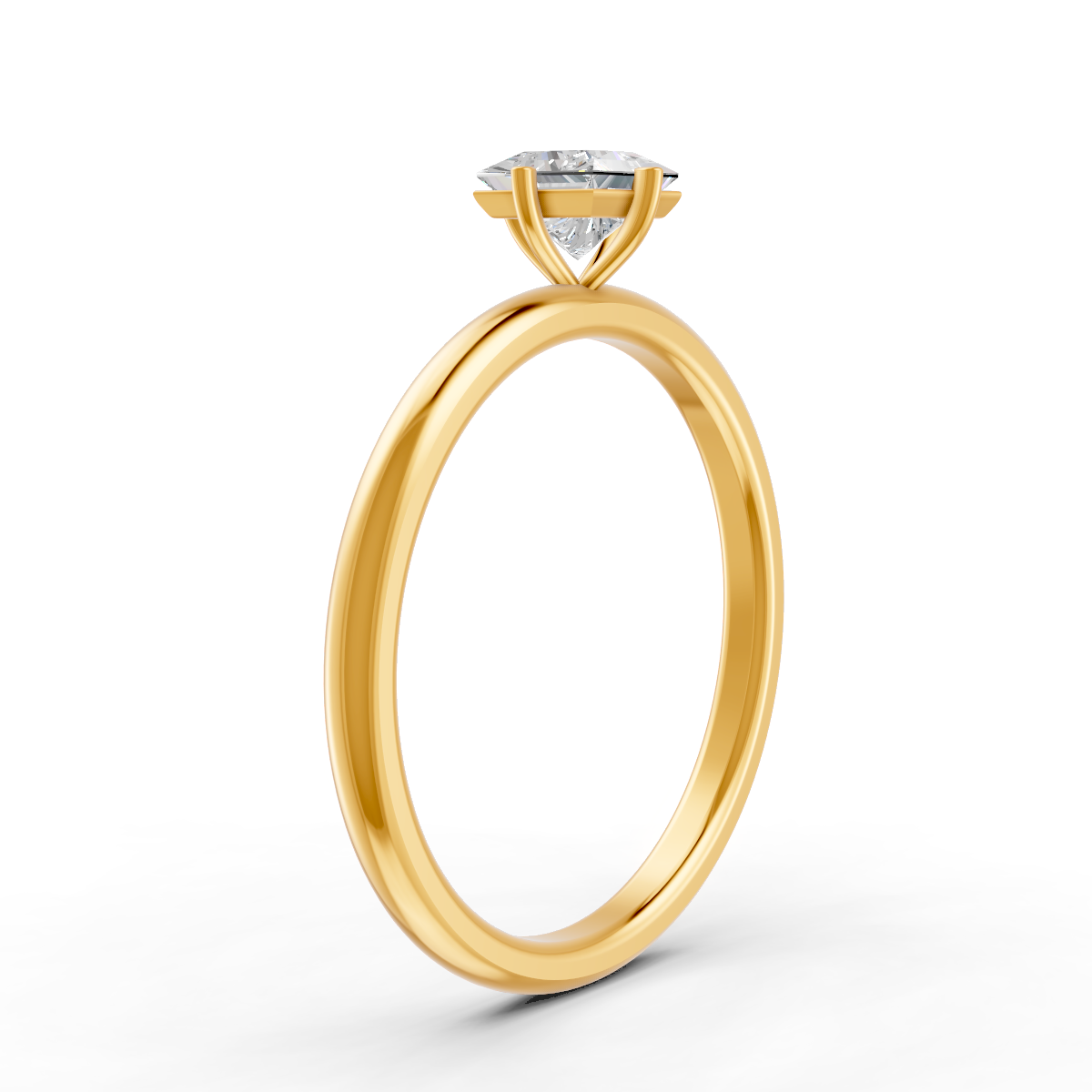 1-5 Ct Princess Cut Real Moissanite Claw Prong Solitaire Ring 14K Yellow Gold Plated