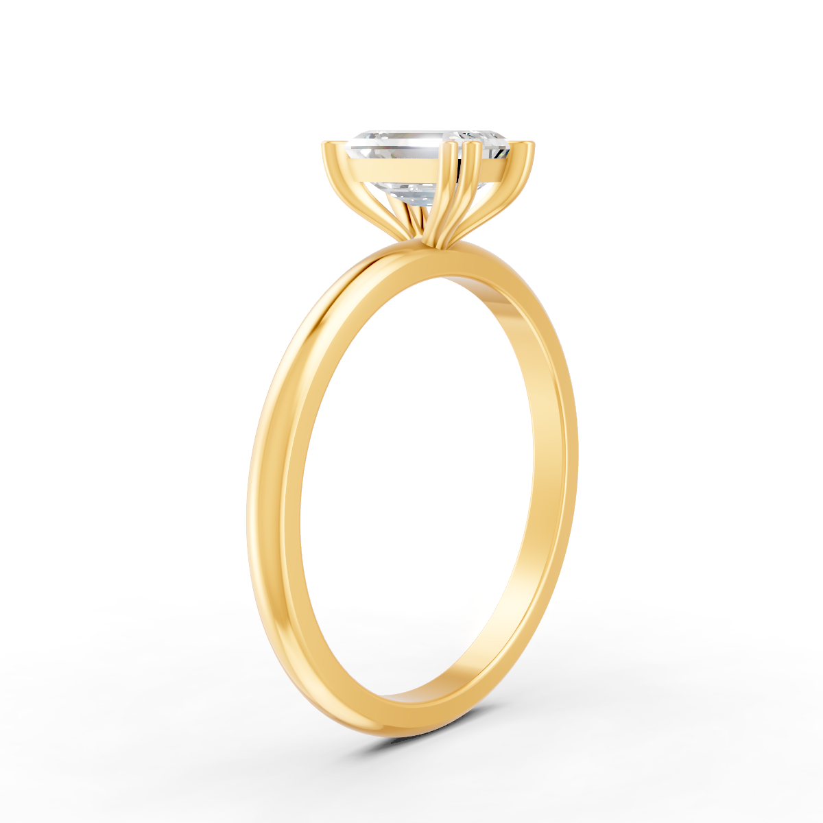 1-5 Ct Emerald Cut Real Moissanite Double Prong Solitaire Ring 14K Yellow Gold Plated