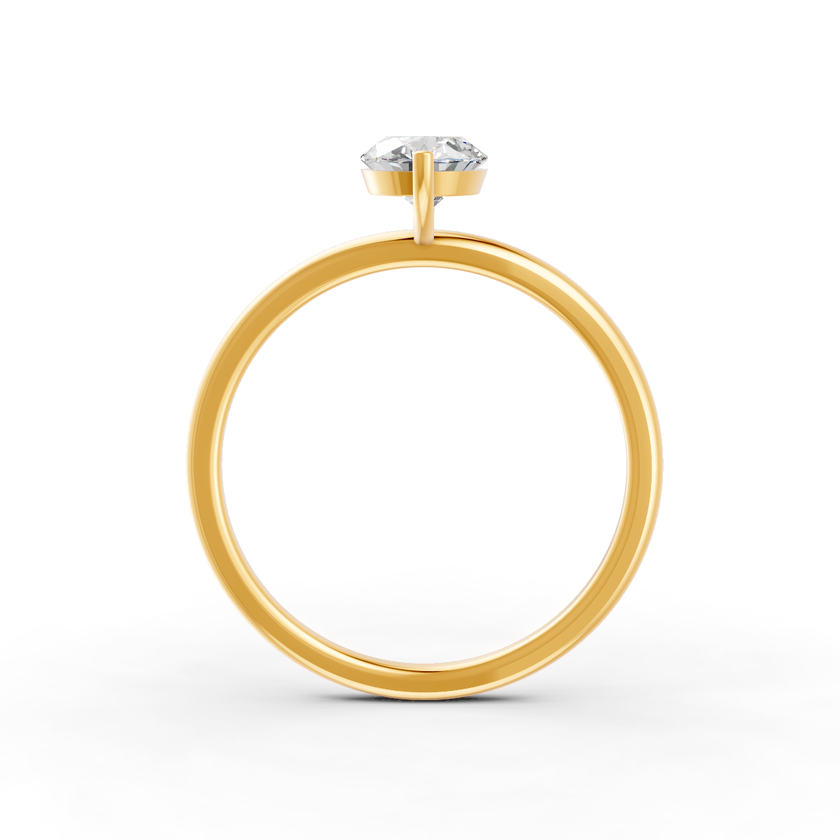 1-5 Ct Oval Cut Real Moissanite 2 Prong Solitaire Ring 14K Yellow Gold Plated