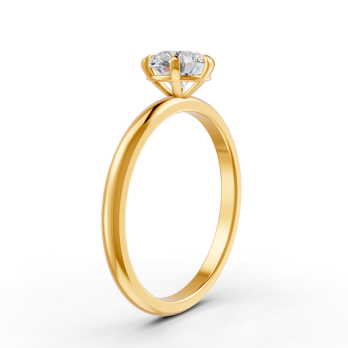 1-5 Ct Round Cut Moissanite Solitaire Engagement Ring 14K Yellow Gold Plated