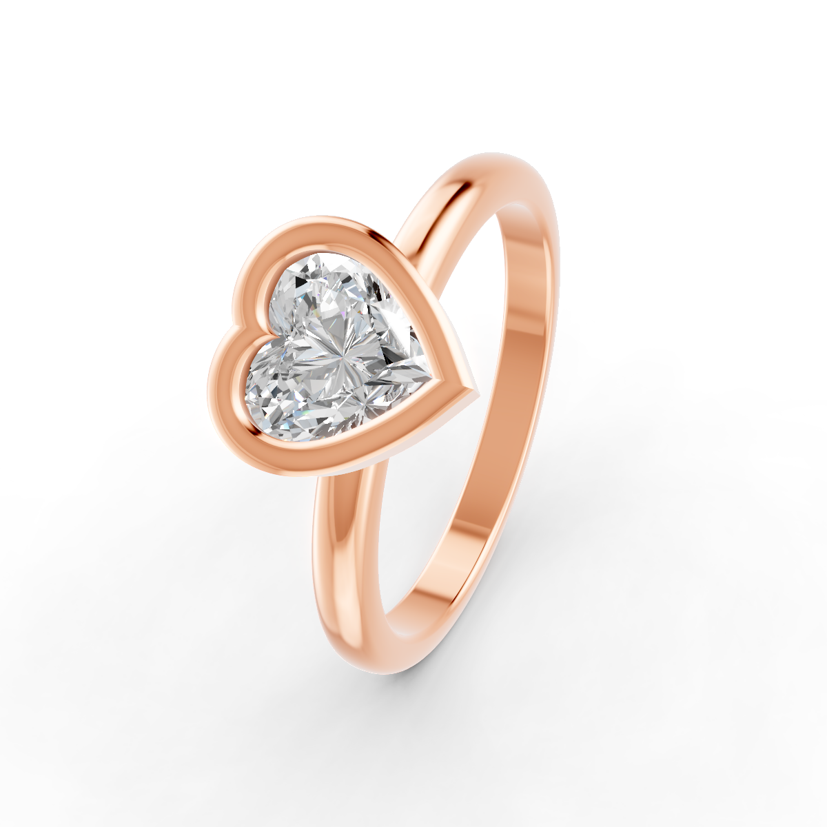 1-5 Ct Heart Cut Real Moissanite Bezel Set Solitaire Ring 14K Yellow Gold Plated