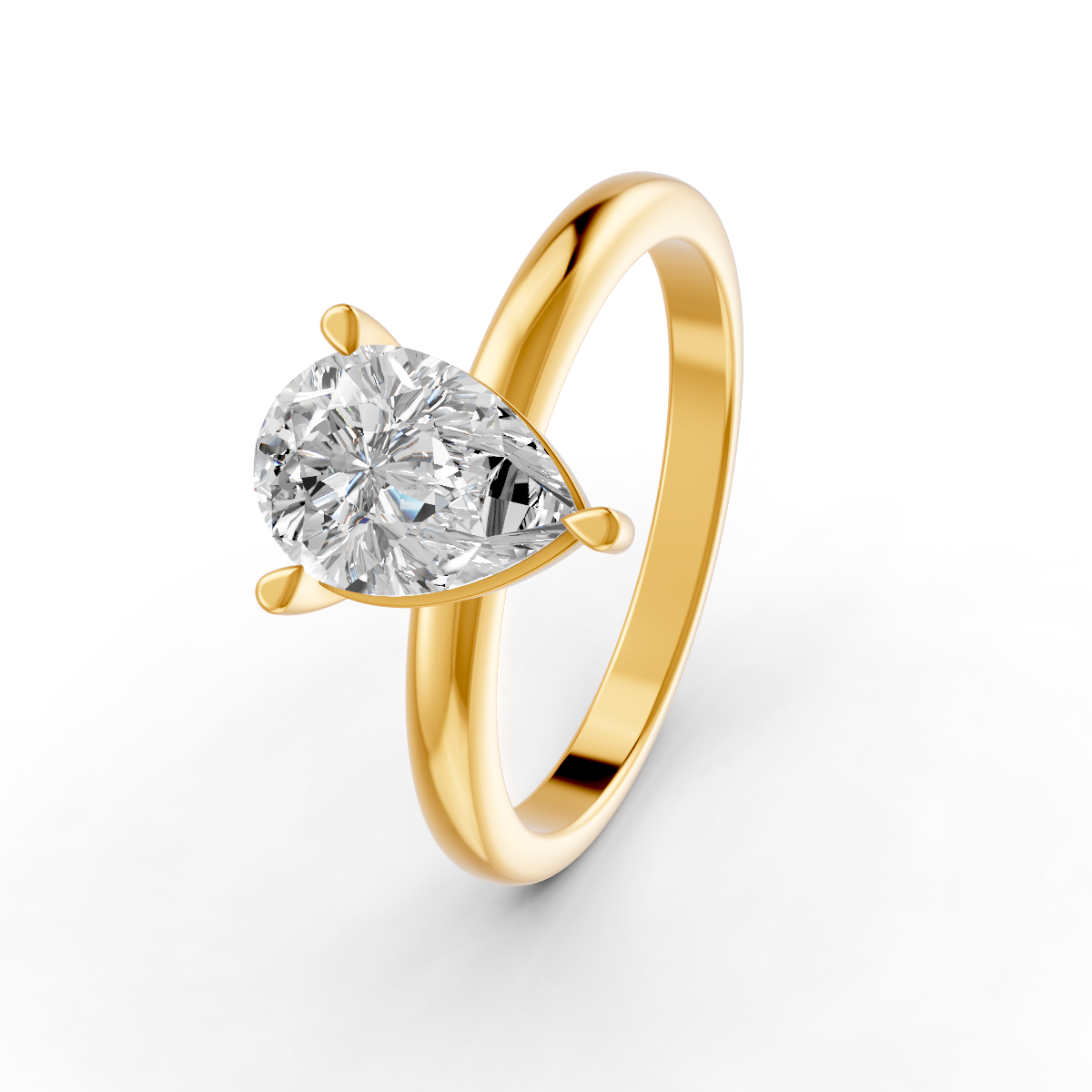 1-5 Ct Pear Cut Real Moissanite Claw Prong Solitaire Ring 14K Yellow Gold Plated