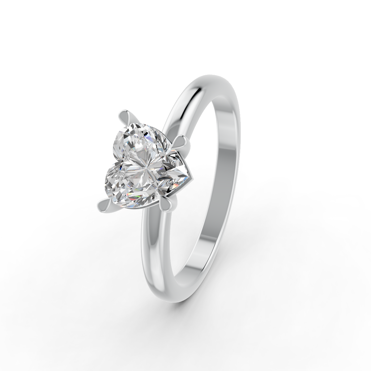 1-5 Ct Heart Cut Real Moissanite 4 Prong Solitaire Ring 14K Yellow Gold Plated