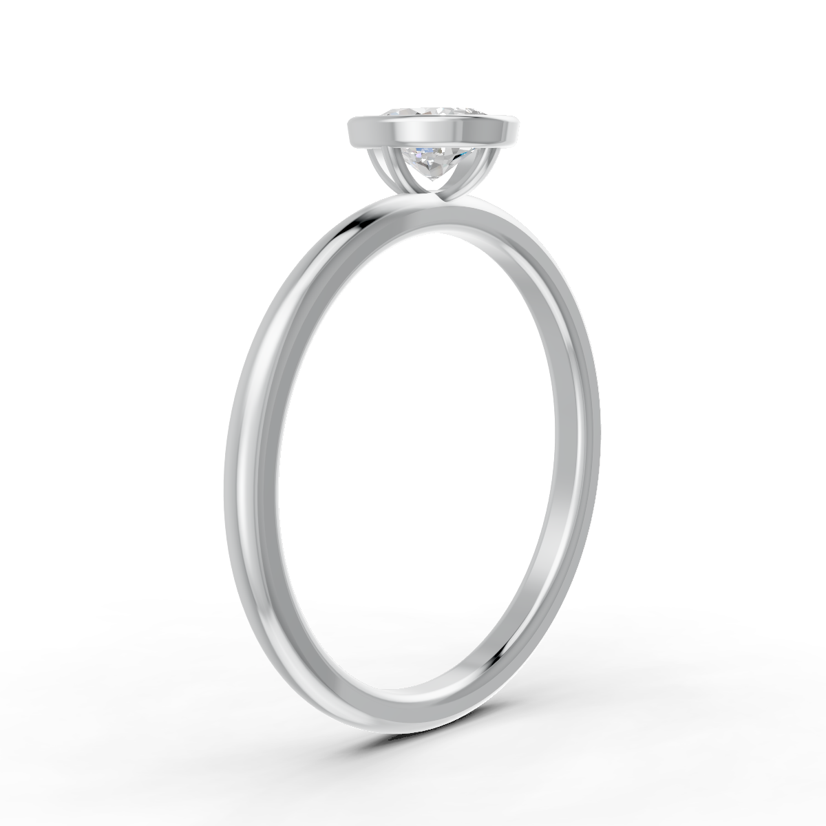 1-5 Ct Oval Cut Real Moissanite Bezel Set Solitaire Ring 14K Yellow Gold Plated