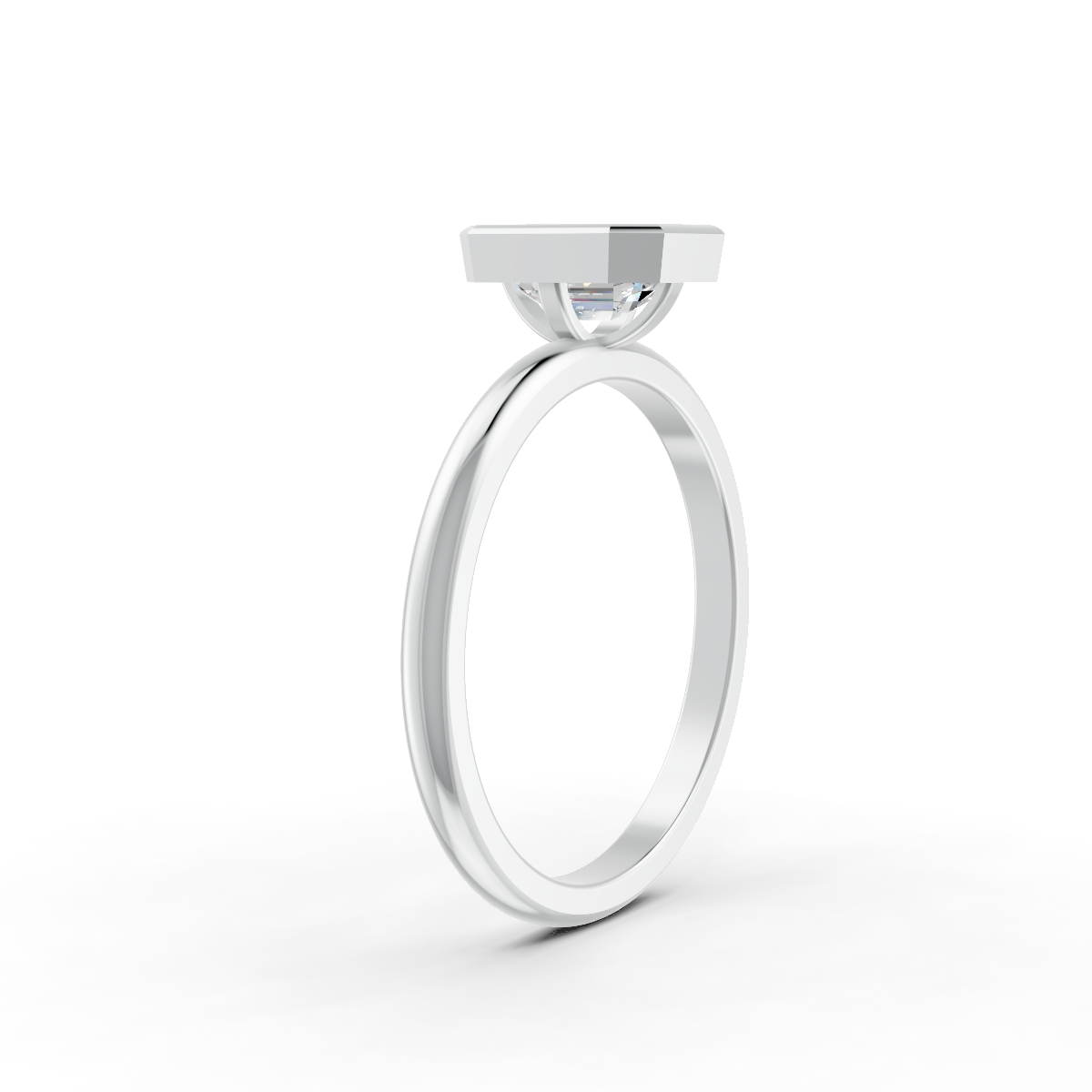 1-5 Ct Emerald Cut Real Moissanite Bezel Set Solitaire Ring 14K Yellow Gold Plated