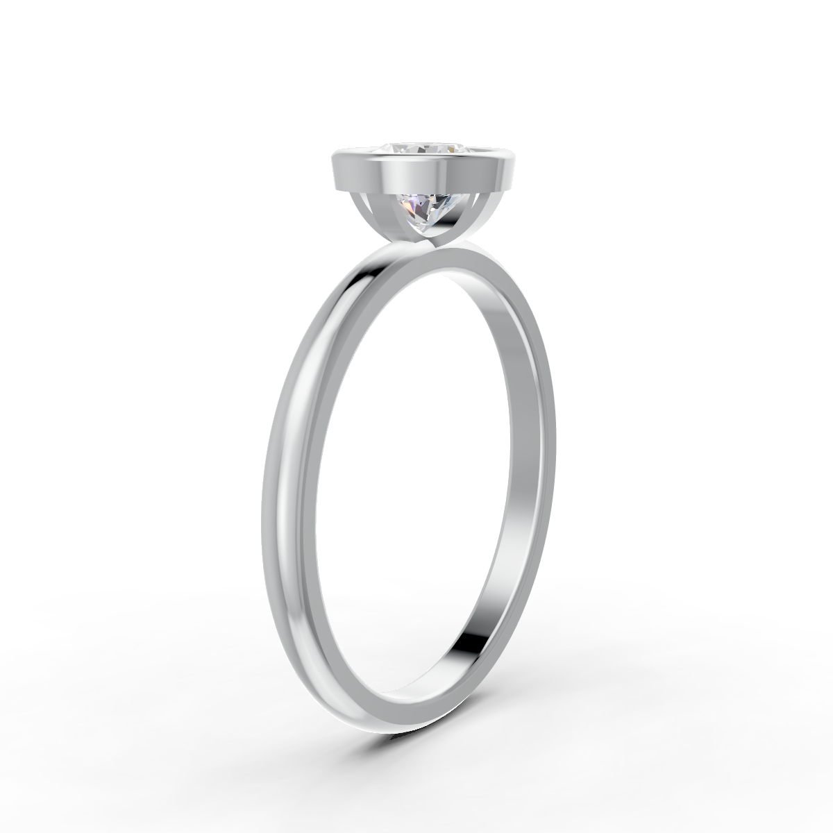 1-5 Ct Round Cut Real Moissanite Bezel Set Solitaire Ring 14K Yellow Gold Plated
