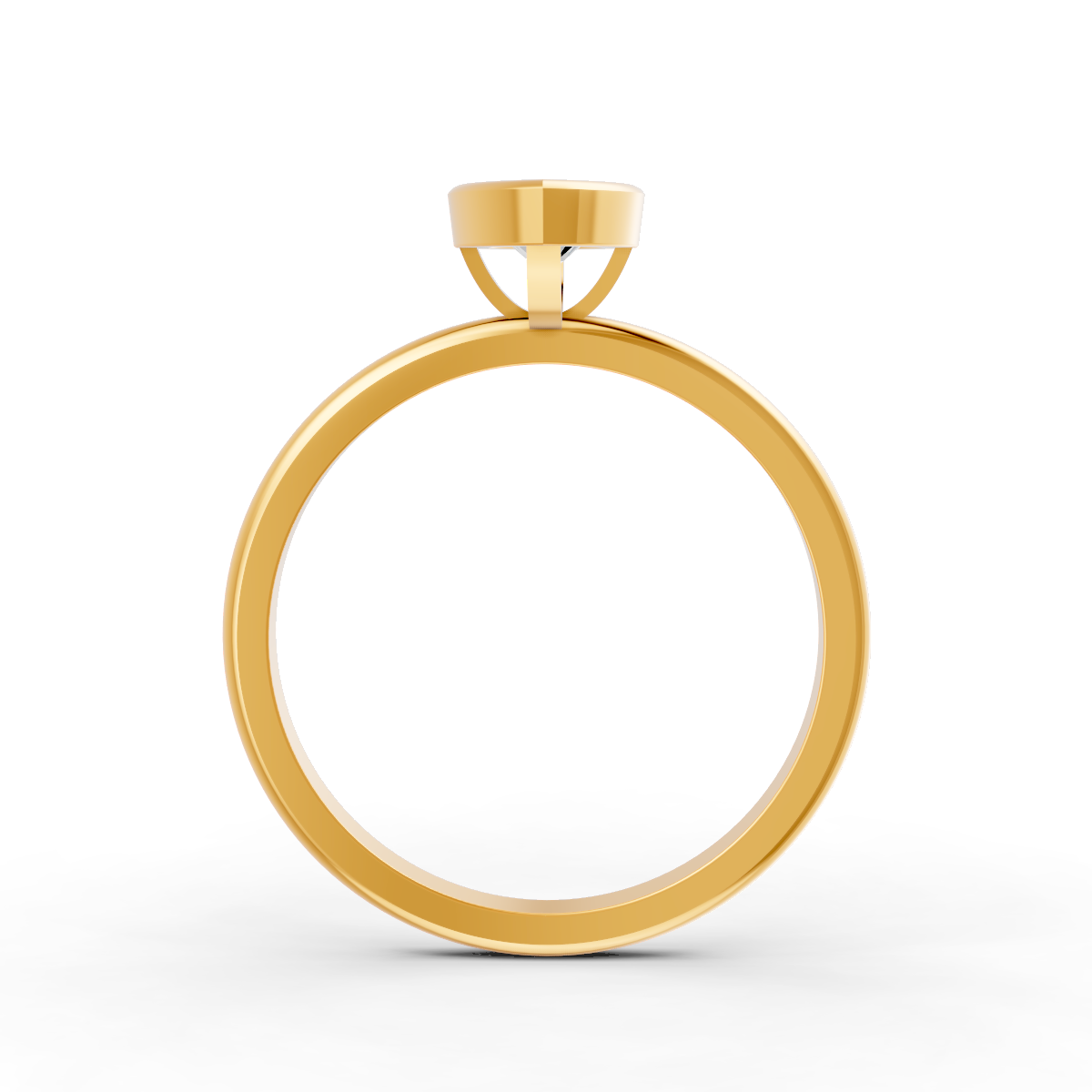 1-5 Ct Marquise Cut Real Moissanite Bezel Set Solitaire Ring 14K Yellow Gold Plated