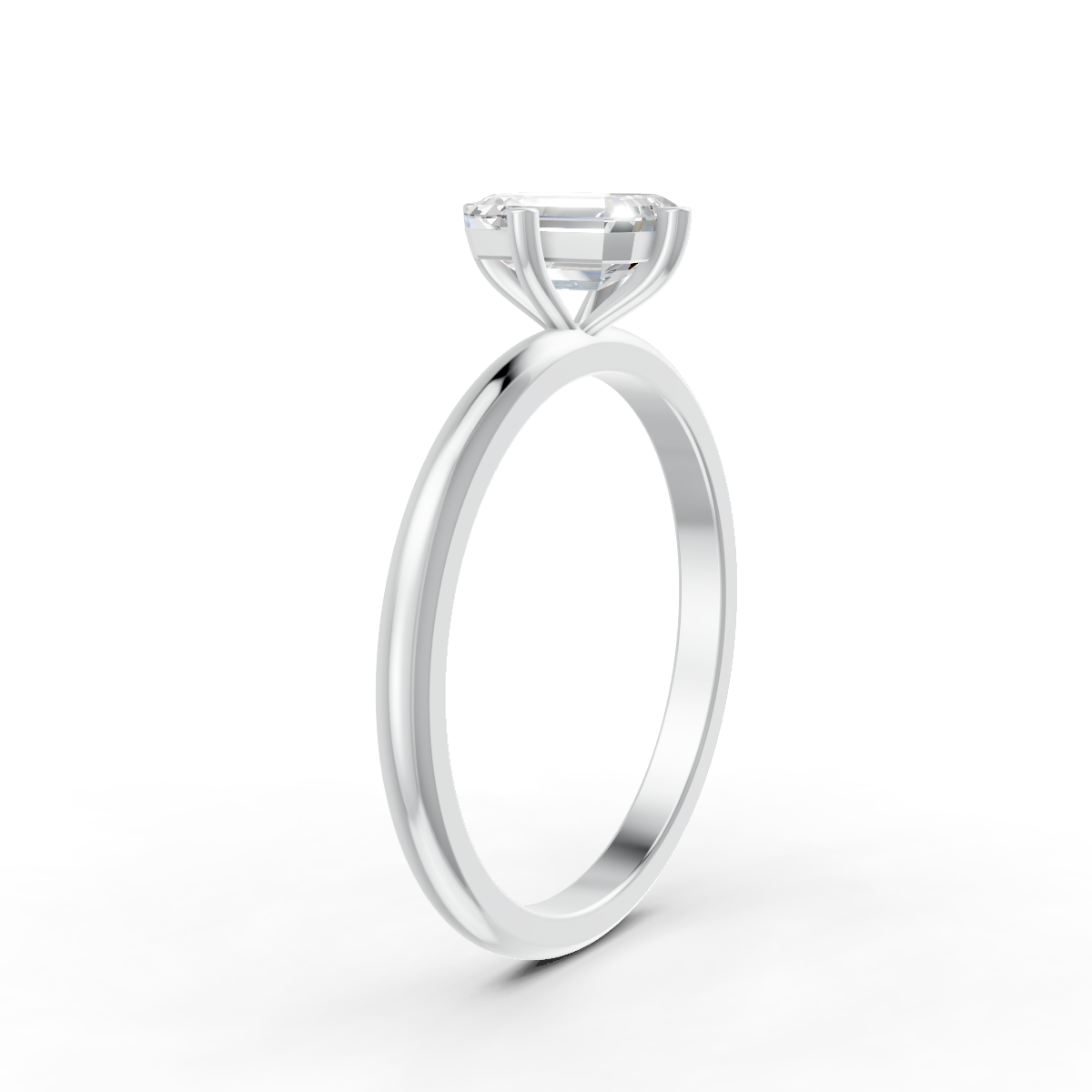 1-5 Ct Emerald Cut Real Moissanite 4 Prong Solitaire Ring 14K Yellow Gold Plated