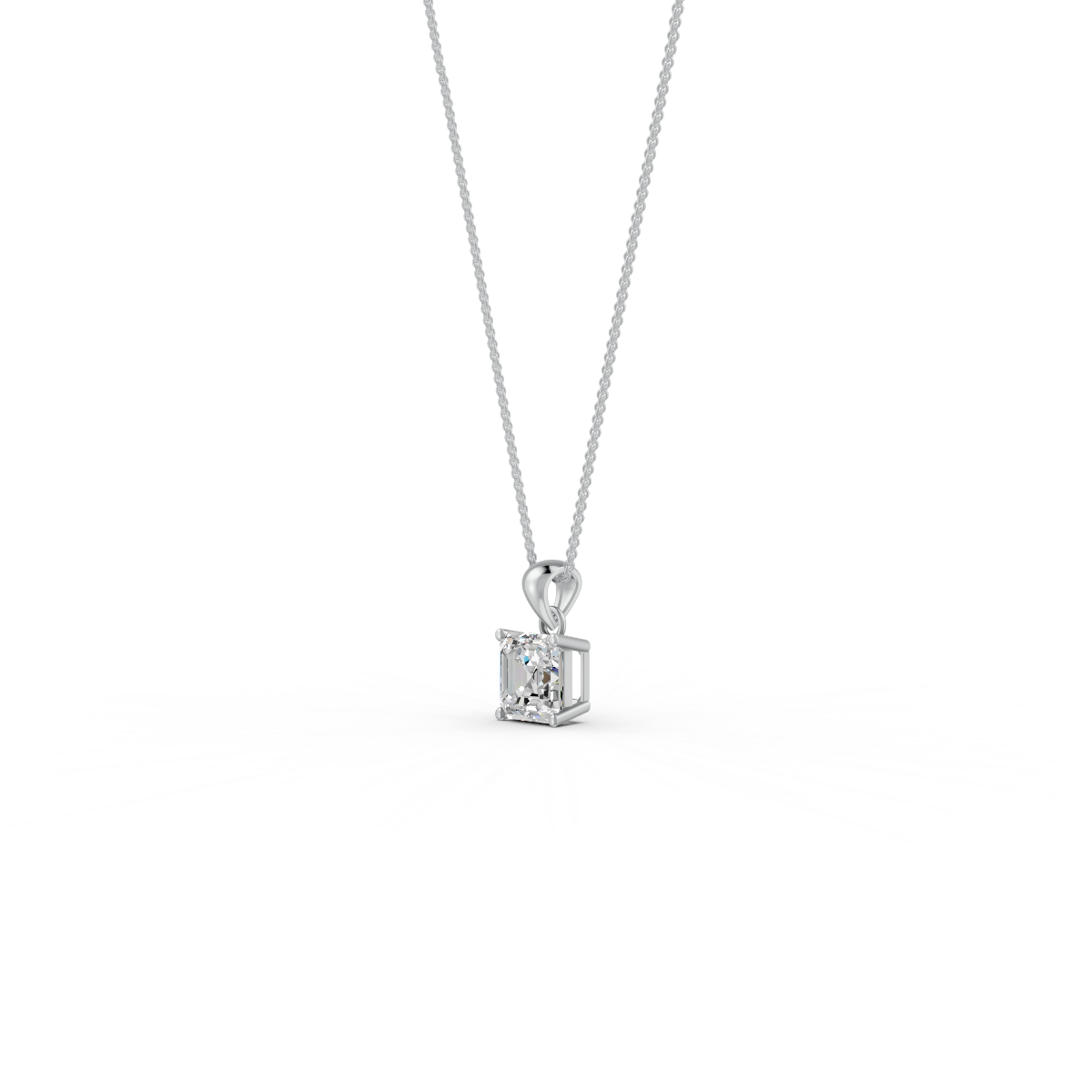 Asscher Cut GRA Certified Moissanite Solitaire Pendant in 14K Yellow Gold Plated