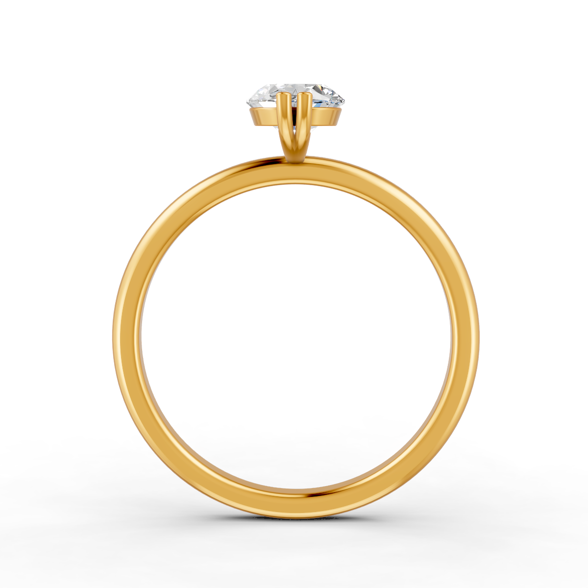 1-5 Ct Oval Cut Real Moissanite Double Prong Solitaire Ring 14K Yellow Gold Plated