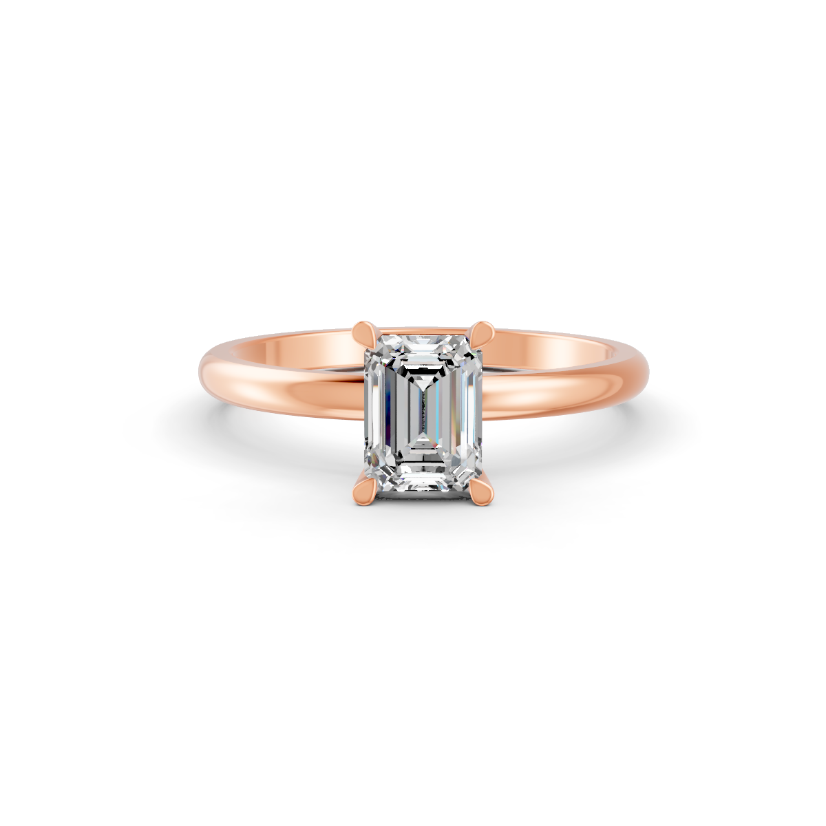 1-5 Ct Emerald Cut Real Moissanite 4 Prong Solitaire Ring 14K Yellow Gold Plated