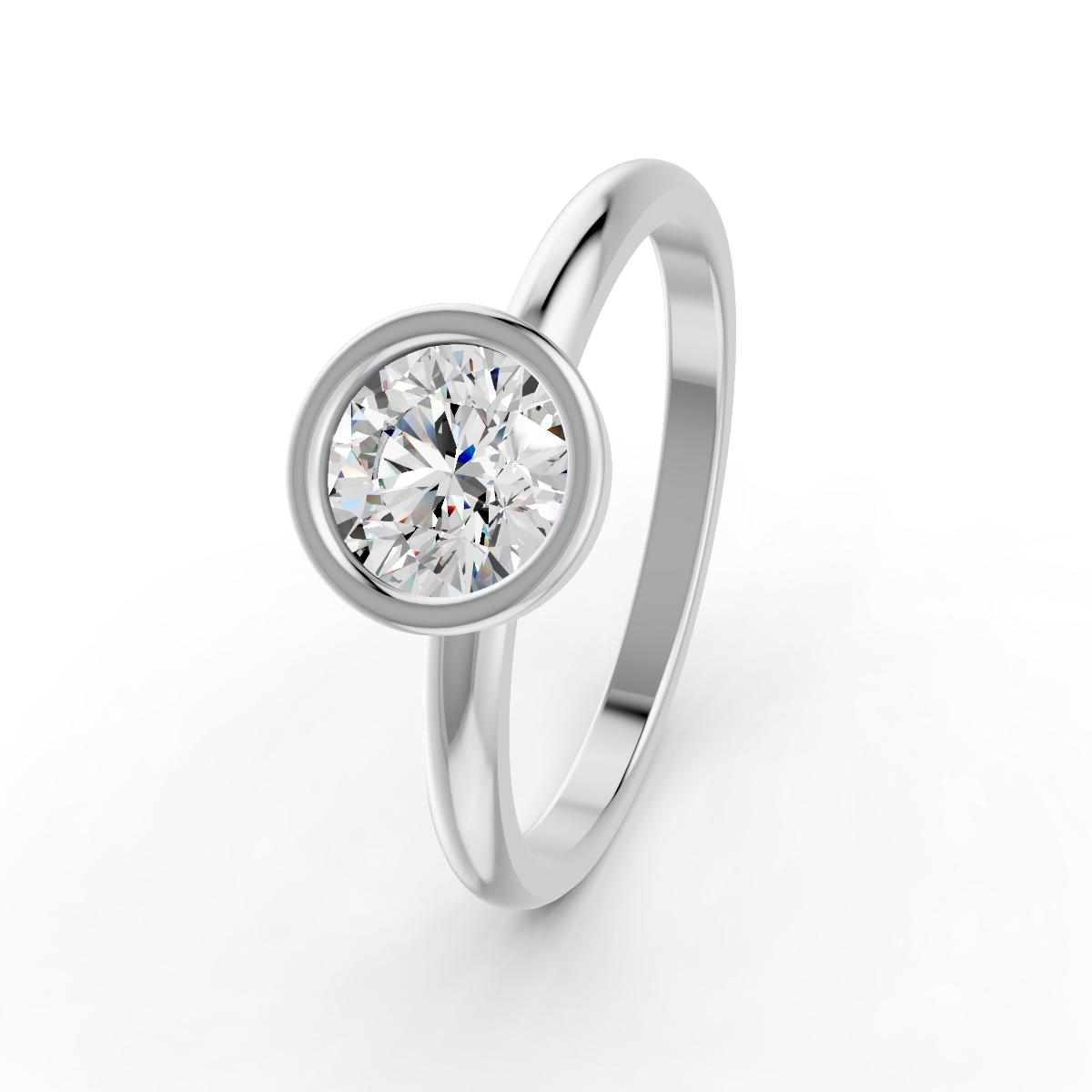 1-5 Ct Round Cut Real Moissanite Bezel Set Solitaire Ring 14K Yellow Gold Plated