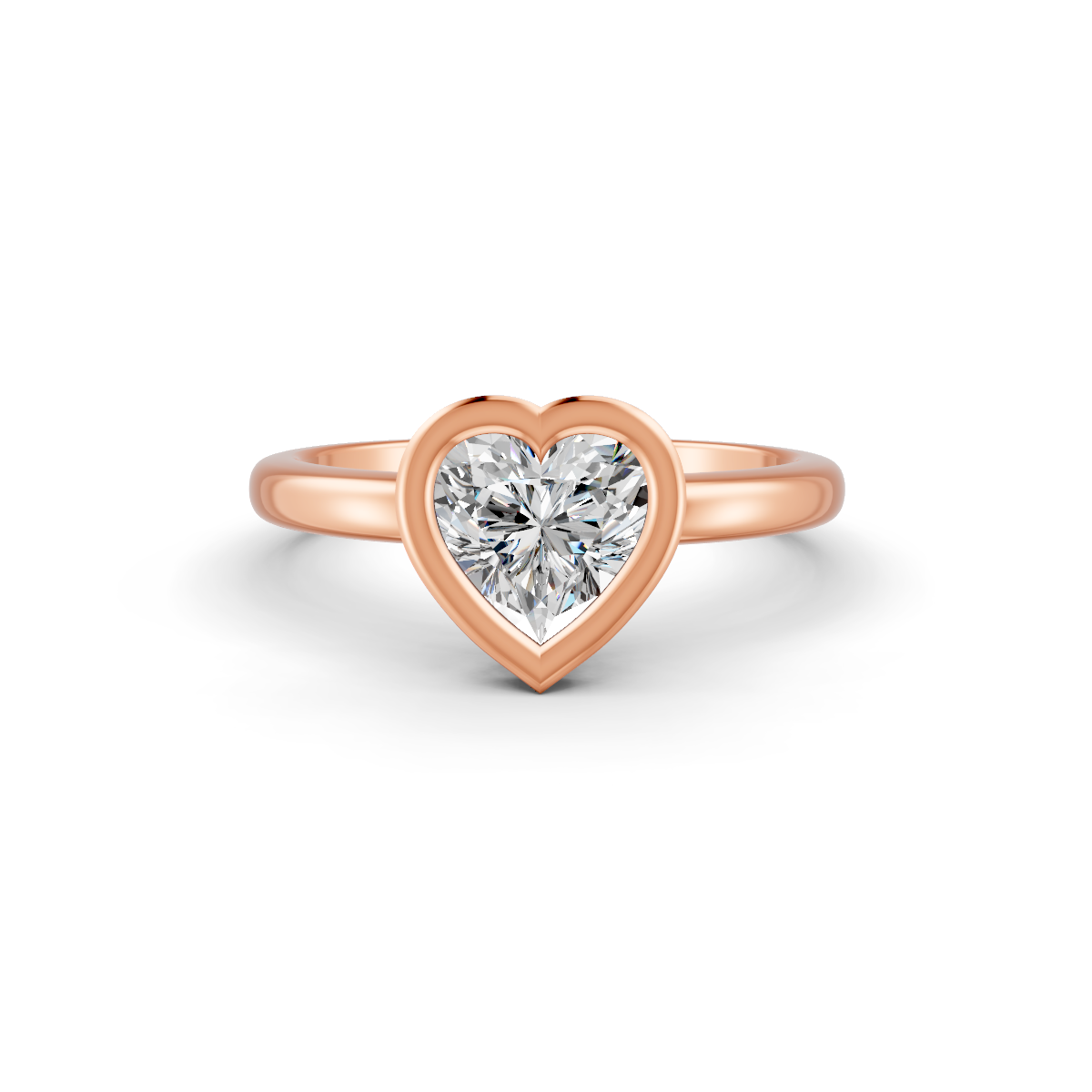1-5 Ct Heart Cut Real Moissanite Bezel Set Solitaire Ring 14K Yellow Gold Plated