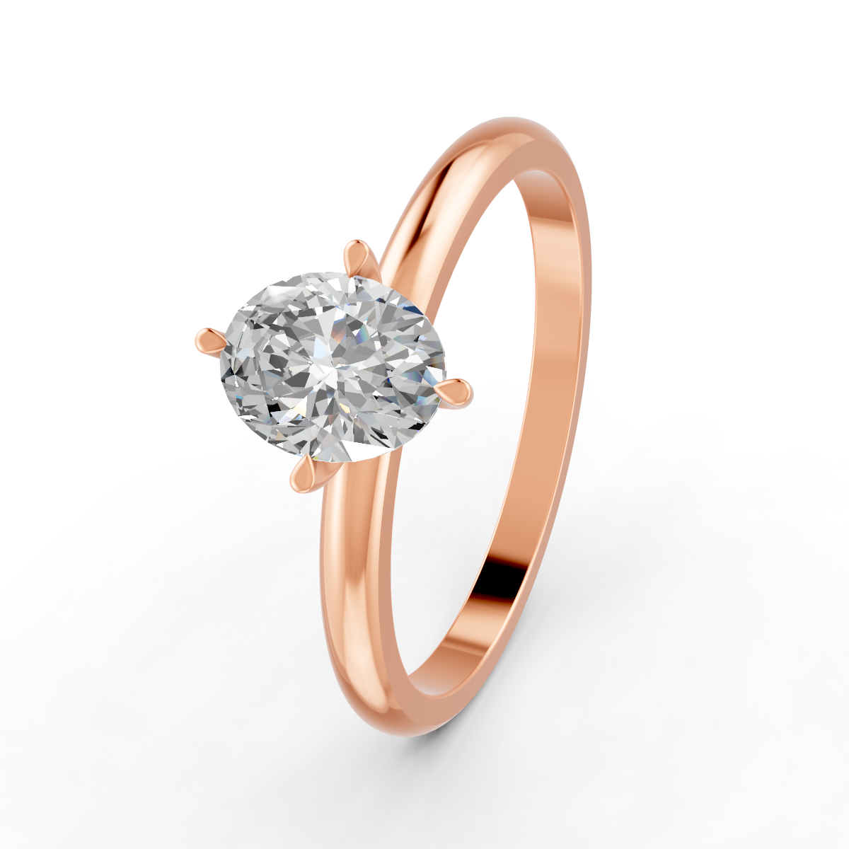 1-5 Ct Oval Cut Real Moissanite 4 Prong Solitaire Ring 14K Yellow Gold Plated