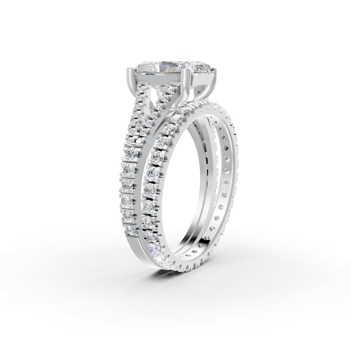4Ct Radiant Cut Moissanite Bridal Engagement Ring 14K Yellow Gold Plated