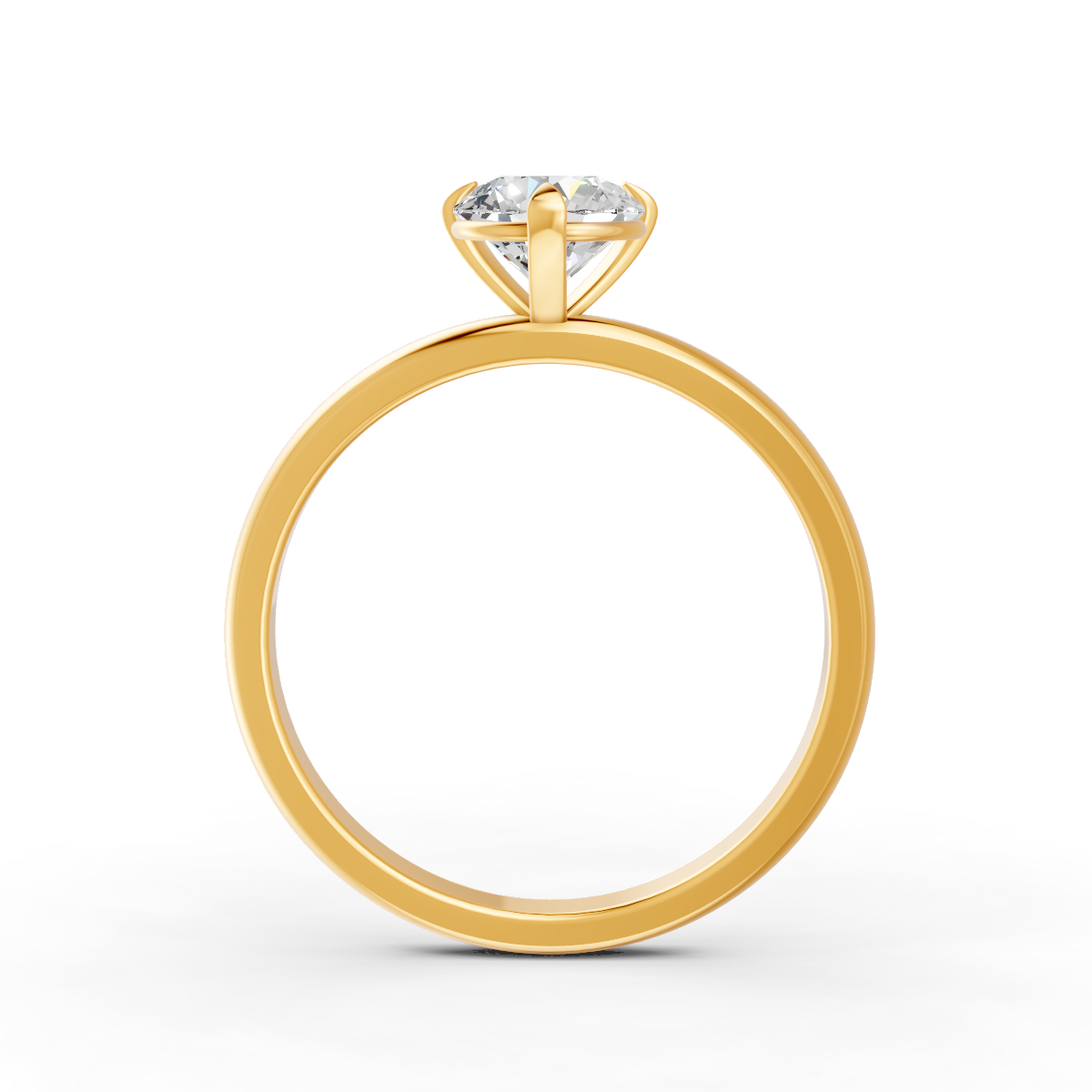 1-5 Ct Round Cut Real Moissanite 3 Prong Solitaire Ring 14K Yellow Gold Plated