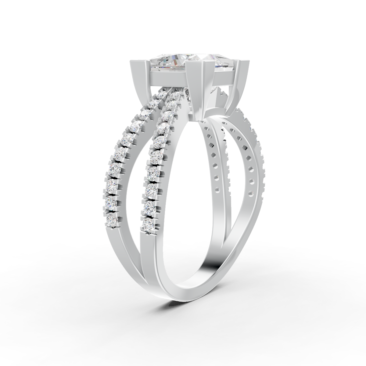 3.66Ct Princess Cut Certified Moissanite Women Engagement Ring 14K Yellow Gold Plated