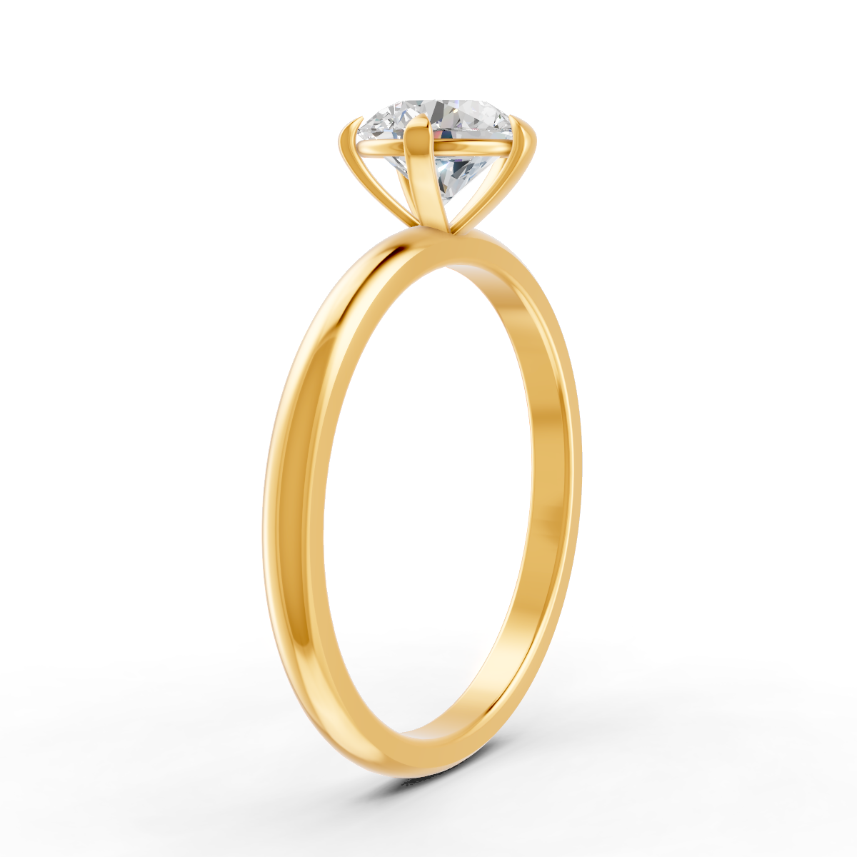 1-5 Ct Round Cut Real Moissanite 5 Prong Solitaire Ring 14K Yellow Gold Plated