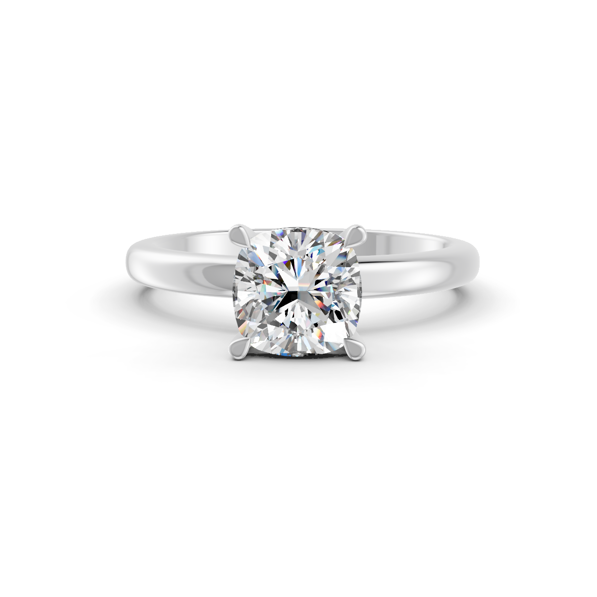 1-5 Ct Cushion Cut Real Moissanite 4 Prong Solitaire Ring 14K Yellow Gold Plated