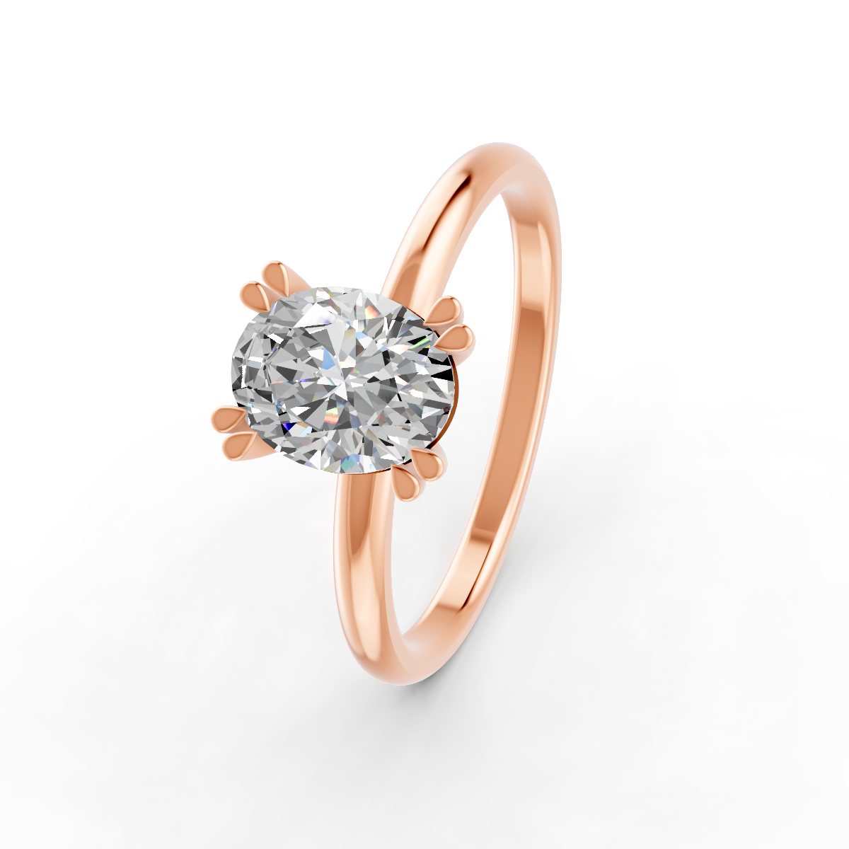 1-5 Ct Oval Cut Real Moissanite Double 4 Prong Solitaire Ring 14K Yellow Gold Plated