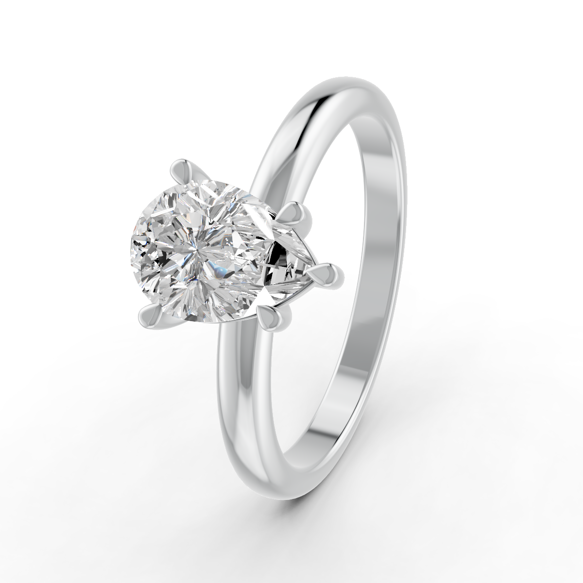 1-5 Ct Pear Cut Real Moissanite 5 Prong Solitaire Ring 14K Yellow Gold Plated