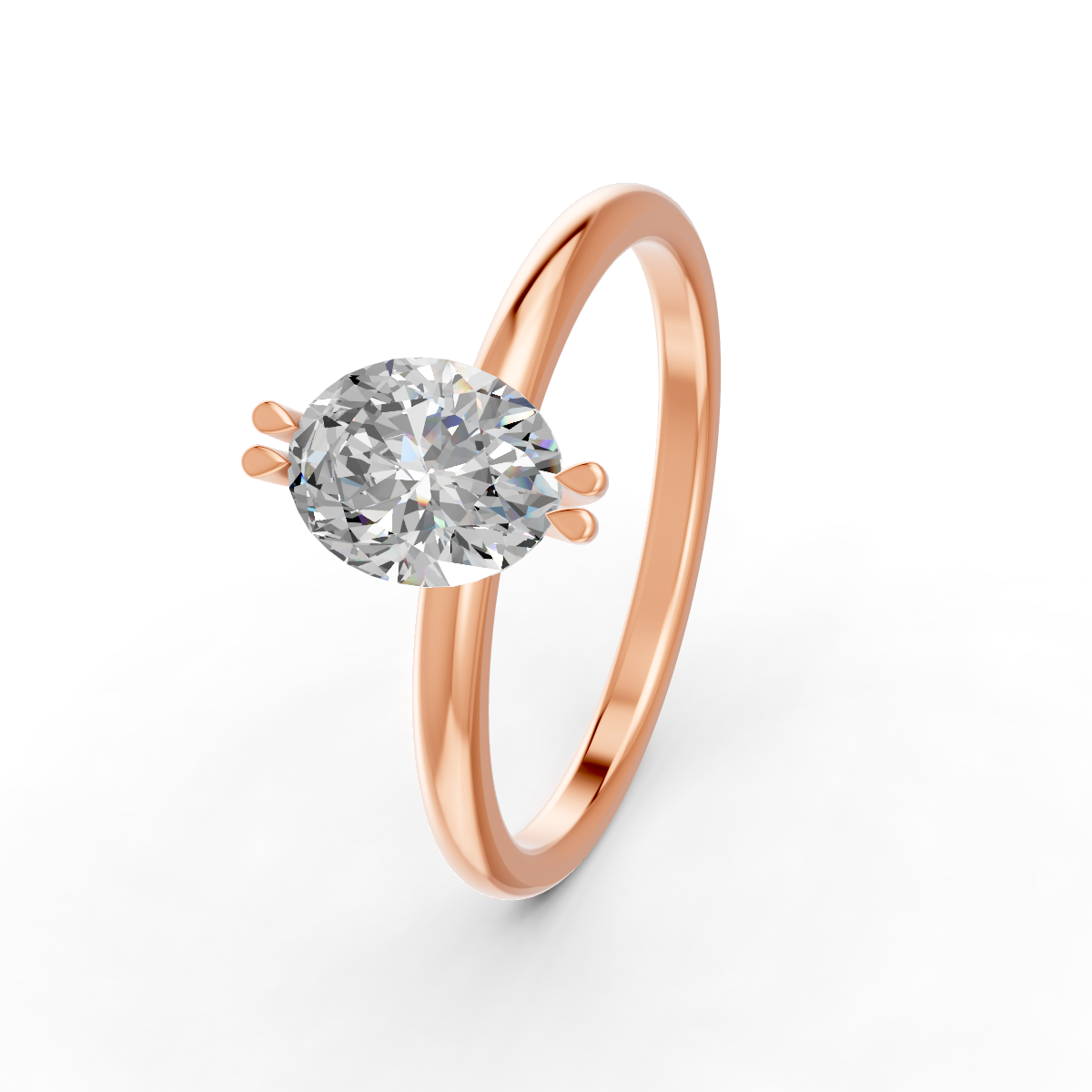 1-5 Ct Oval Cut Real Moissanite Double Prong Solitaire Ring 14K Yellow Gold Plated