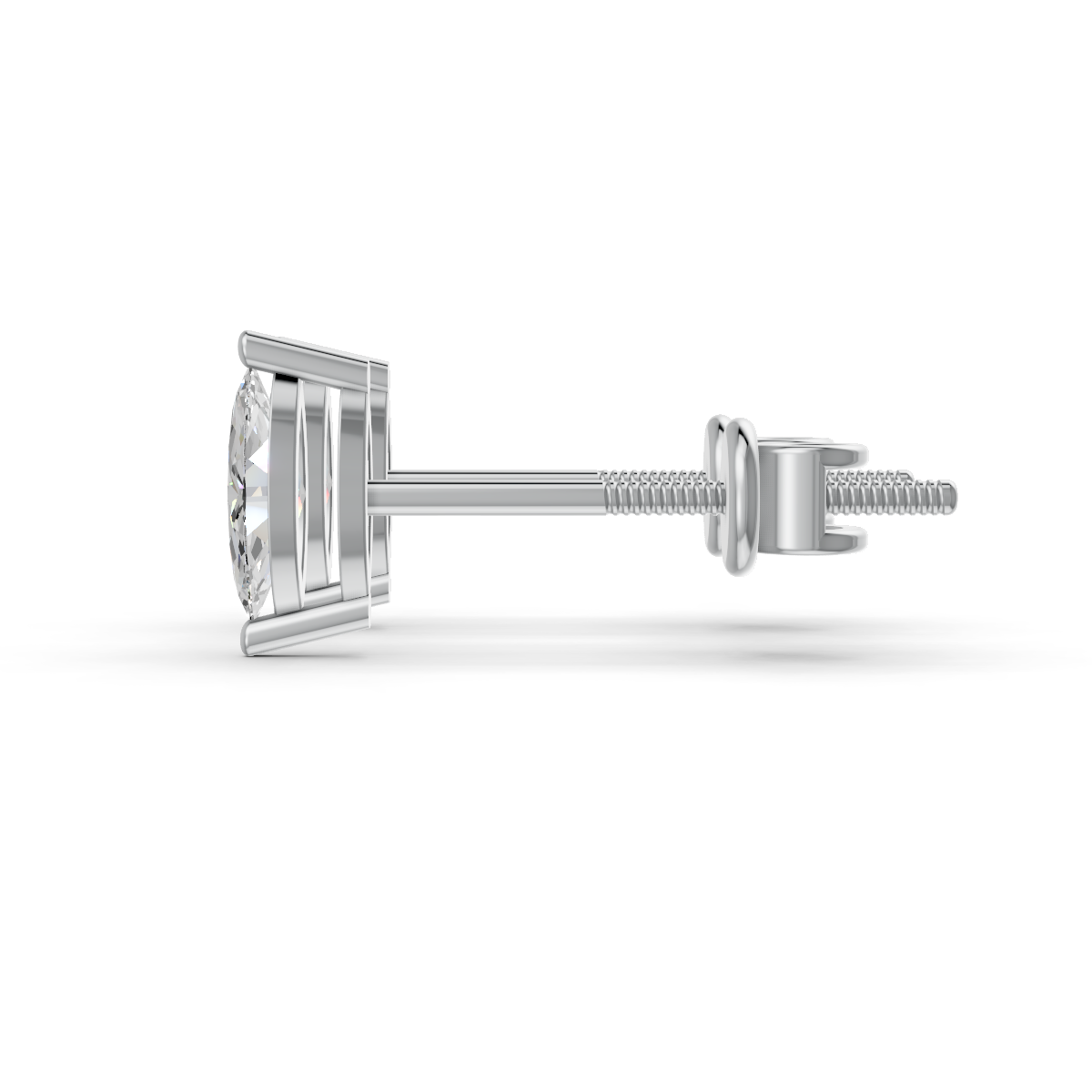 Marquise Cut Real Moissanite 2 Prong Solitaire Stud Earrings Screw Back 14K Gold Plated