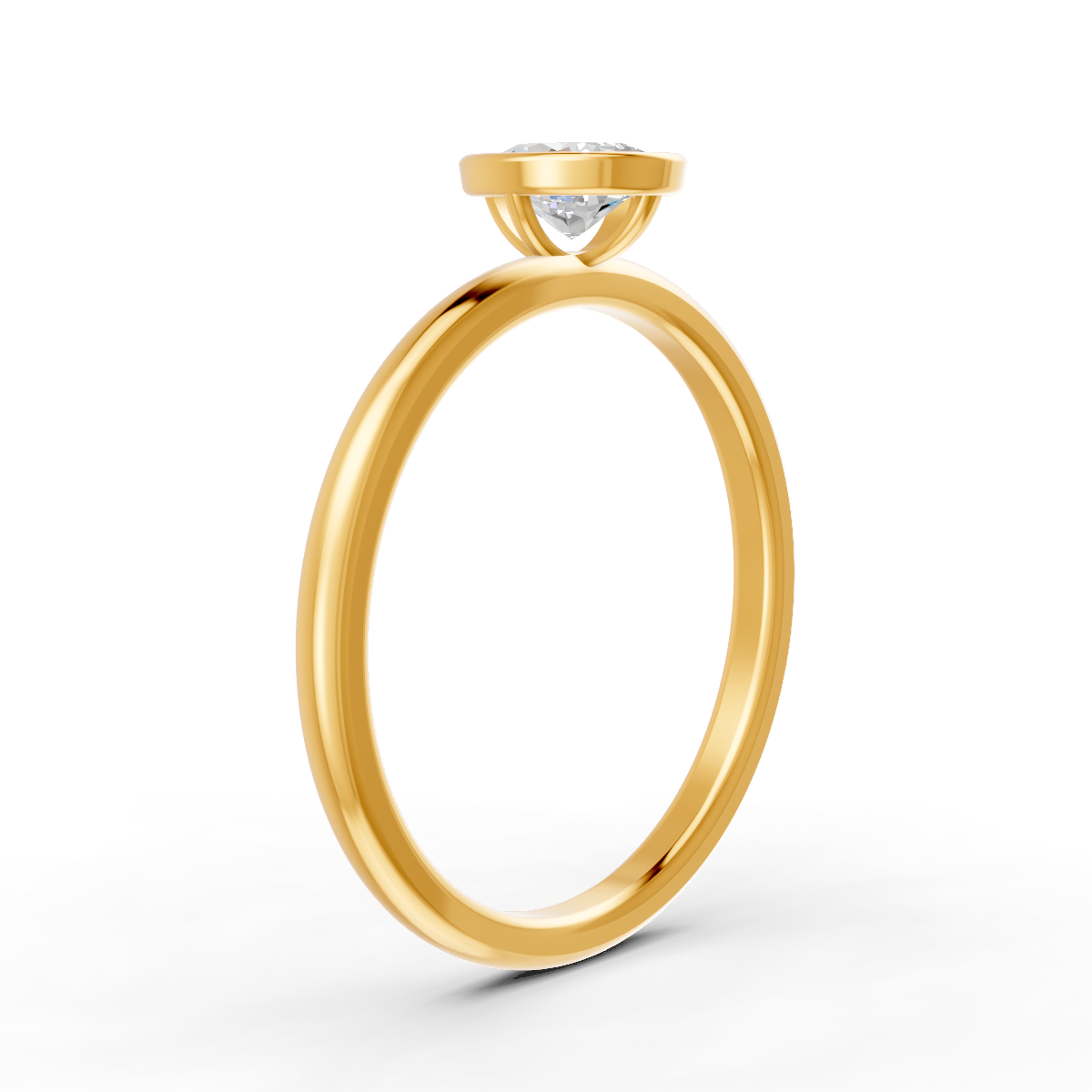 1-5 Ct Oval Cut Real Moissanite Bezel Set Solitaire Ring 14K Yellow Gold Plated