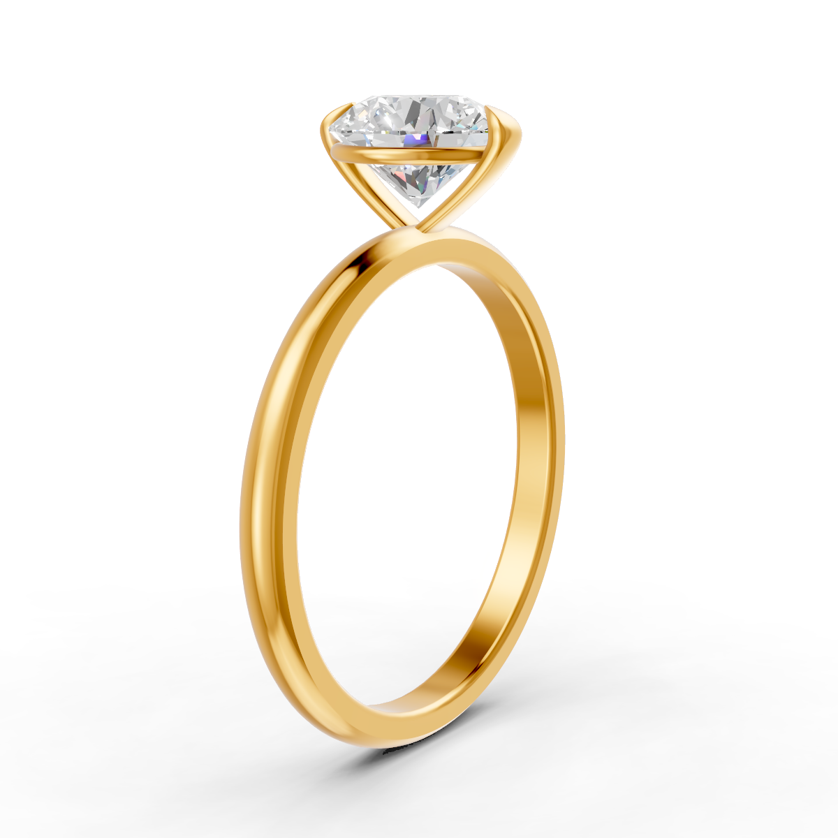 1-5 Ct Round Cut Real Moissanite 2 Prong Solitaire Ring 14K Yellow Gold Plated