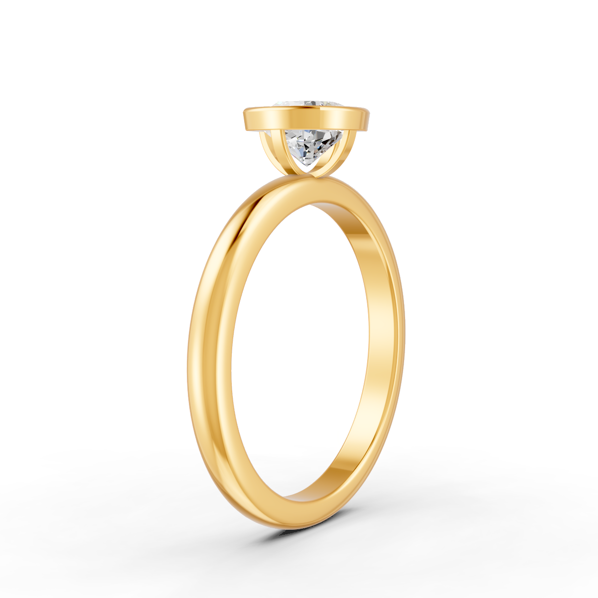 1-5 Ct Cushion Cut Real Moissanite Bezel Set Solitaire Ring 14K Yellow Gold Plated