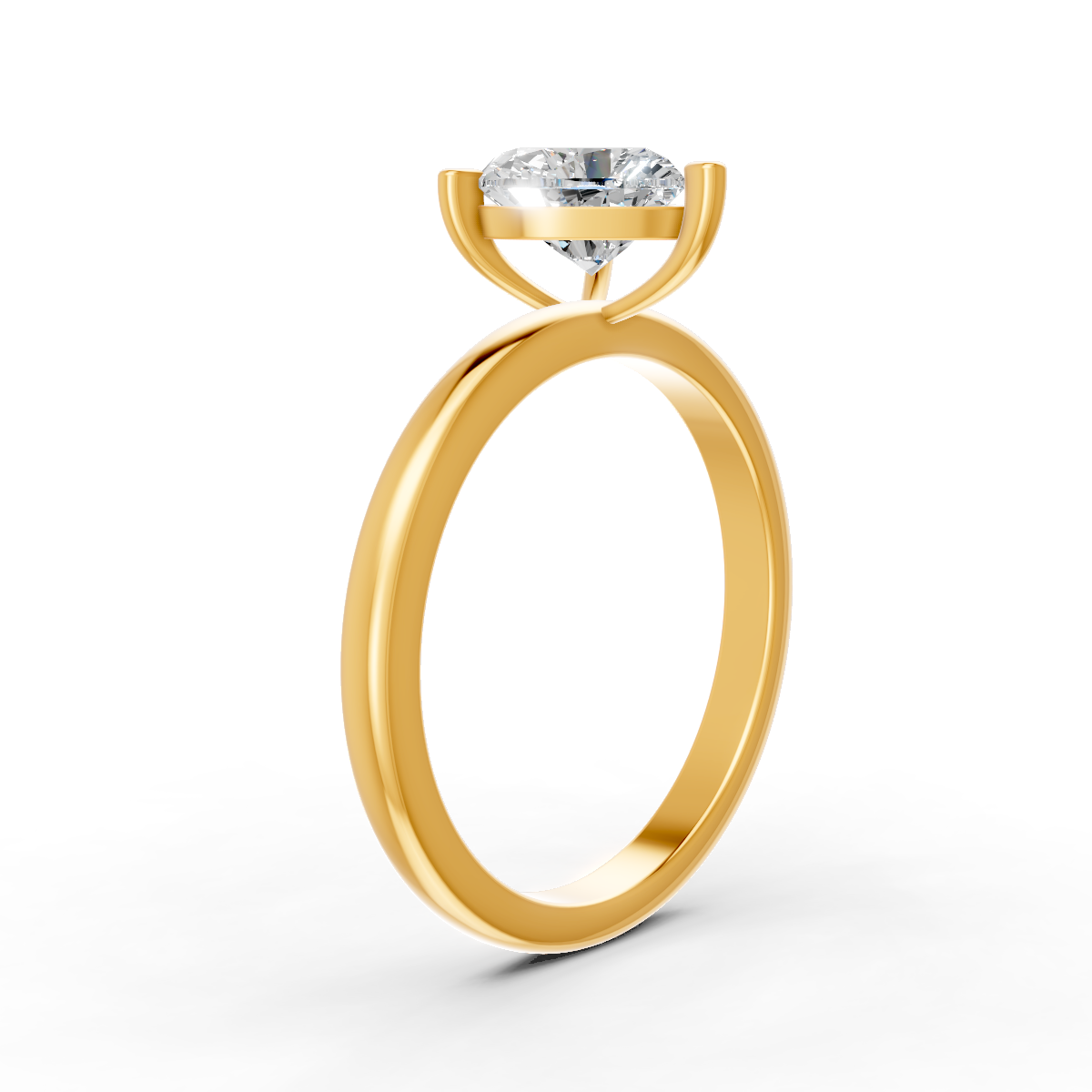 1-5 Ct Heart Cut Real Moissanite 3 Prong Solitaire Ring 14K Yellow Gold Plated