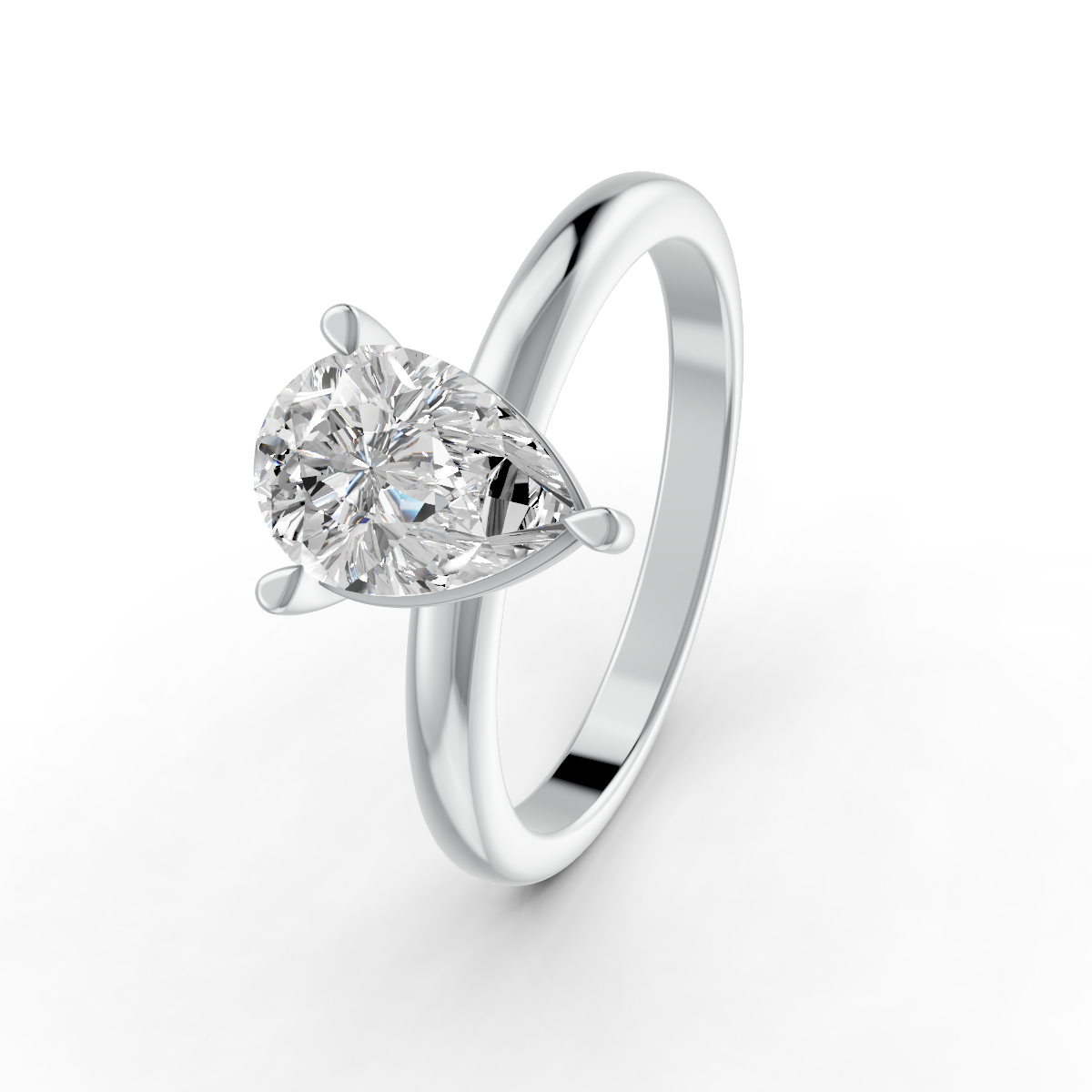1-5 Ct Pear Cut Real Moissanite Claw Prong Solitaire Ring 14K Yellow Gold Plated