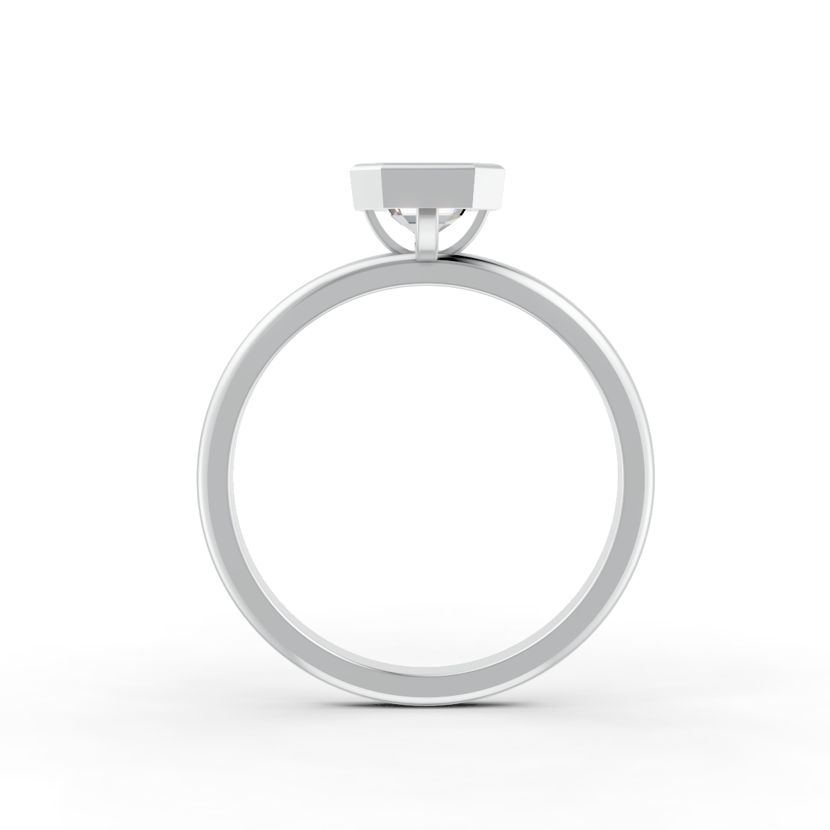 1-5 Ct Emerald Cut Real Moissanite Bezel Set Solitaire Ring 14K Yellow Gold Plated