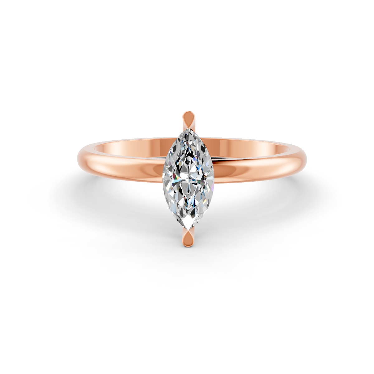 1-5 Ct Marquise Cut Real Moissanite 2 Prong Solitaire Ring 14K Yellow Gold Plated