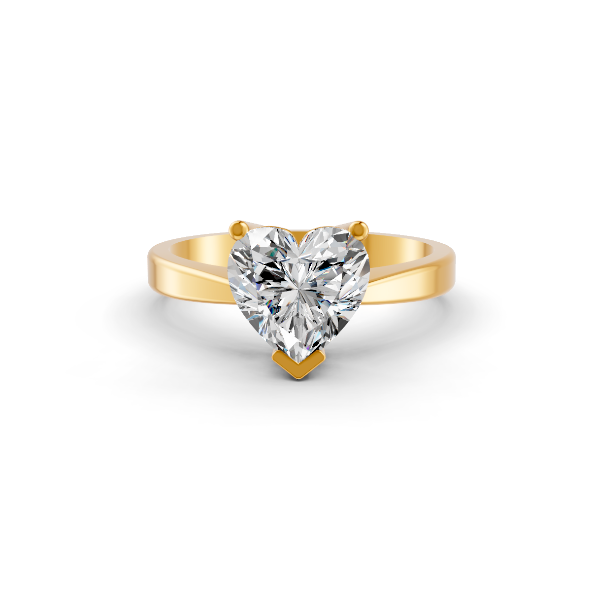 1-5 Ct Heart Cut Real Moissanite V Prong Solitaire Ring 14K Gold Plated