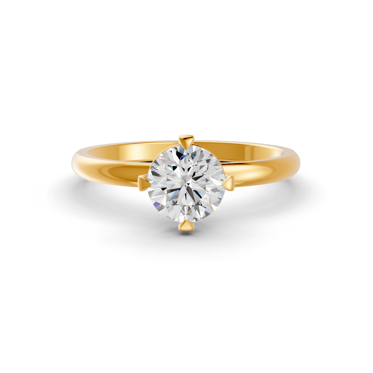 1-5 Ct Round Cut Real Moissanite 4 Prong Solitaire Ring 14K Yellow Gold Plated