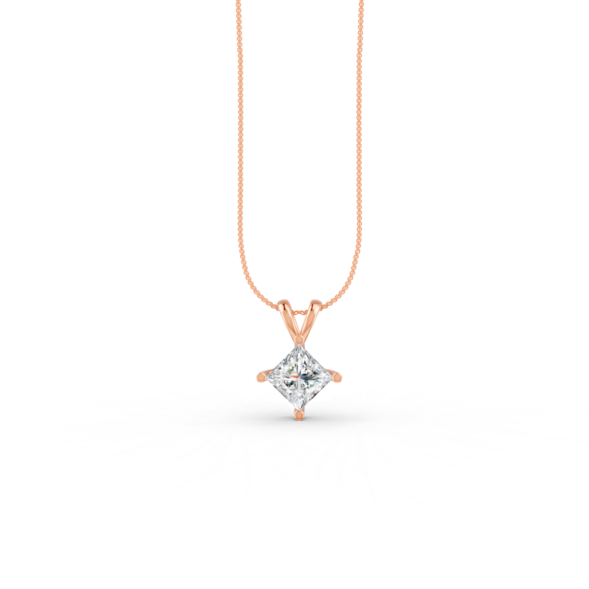 Princess Cut Moissanite Solitaire Pendant 14K Yellow Gold Plated