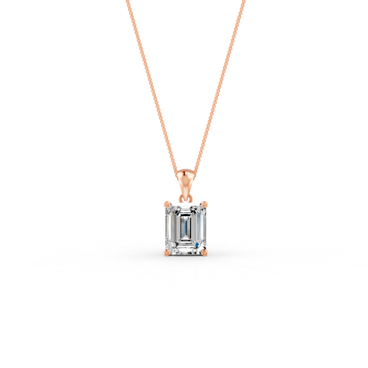 Emerald Cut Moissanite Solitaire Pendant 14K Gold Plated
