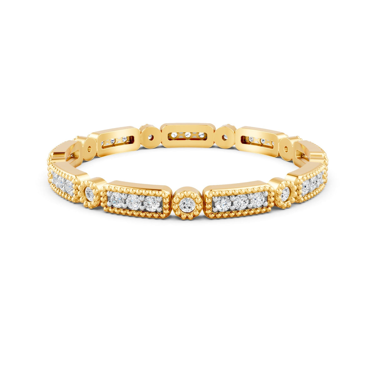 0.18Ct Round Cut Moissanite Full Eternity Band Ring In 14K Gold Plated
