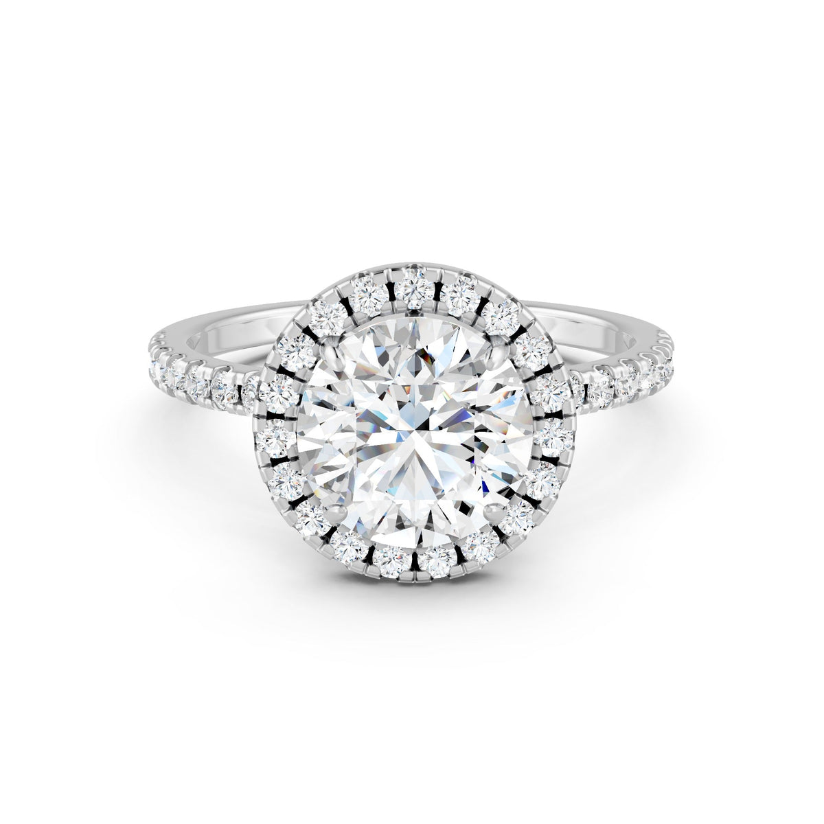 1.87Ct Round Cut Moissanite Halo Engagement Ring 14K Gold Plated