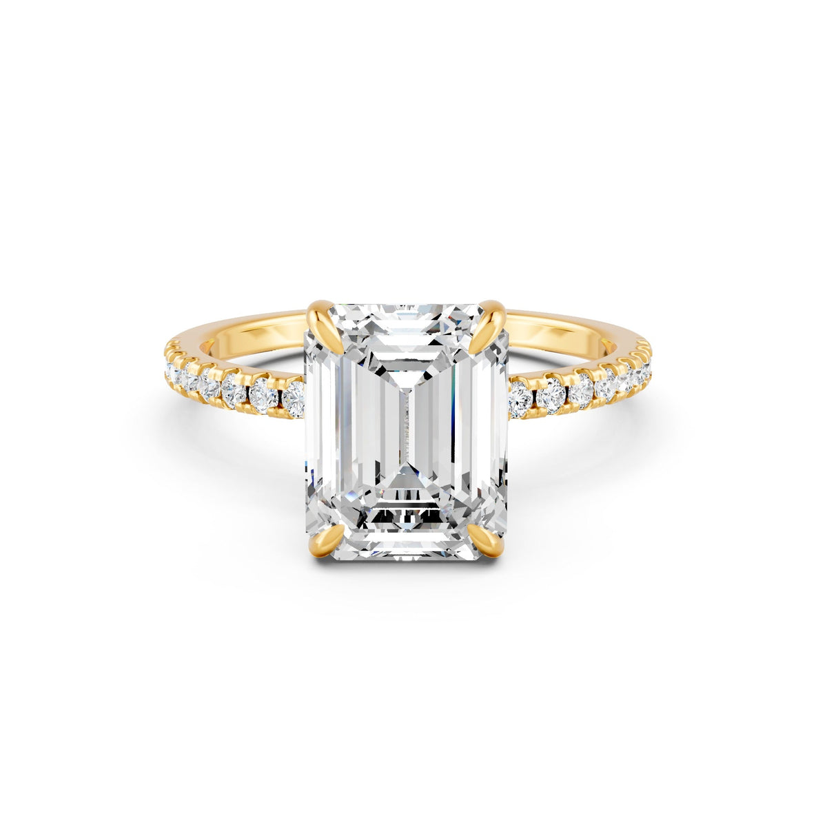 2.80Ct Emerald & Round Cut Moissanite Engagement Ring 14K Gold Plated