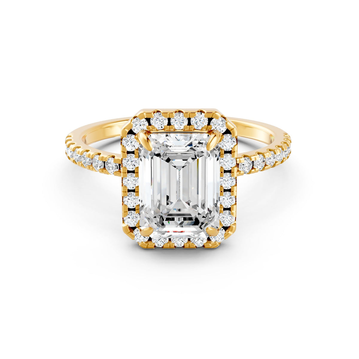 2Ct Emerald Cut Moissanite Engagement Ring 14K Gold Plated