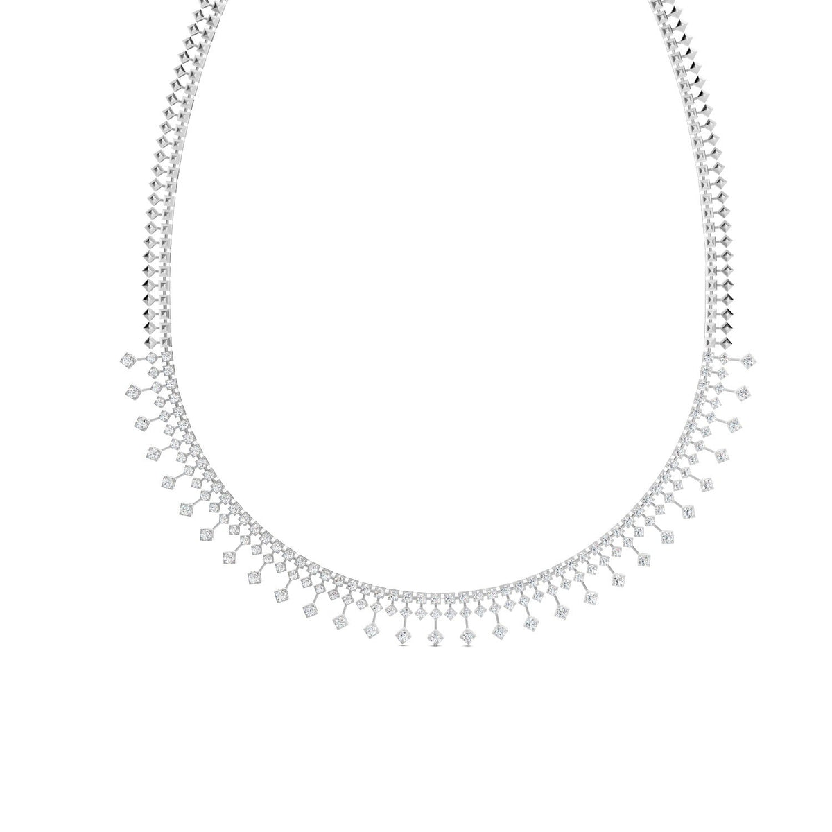 4.51 Ct Round Cut Moissanite Fringe Statement Necklace In 14K Yellow Gold Plated