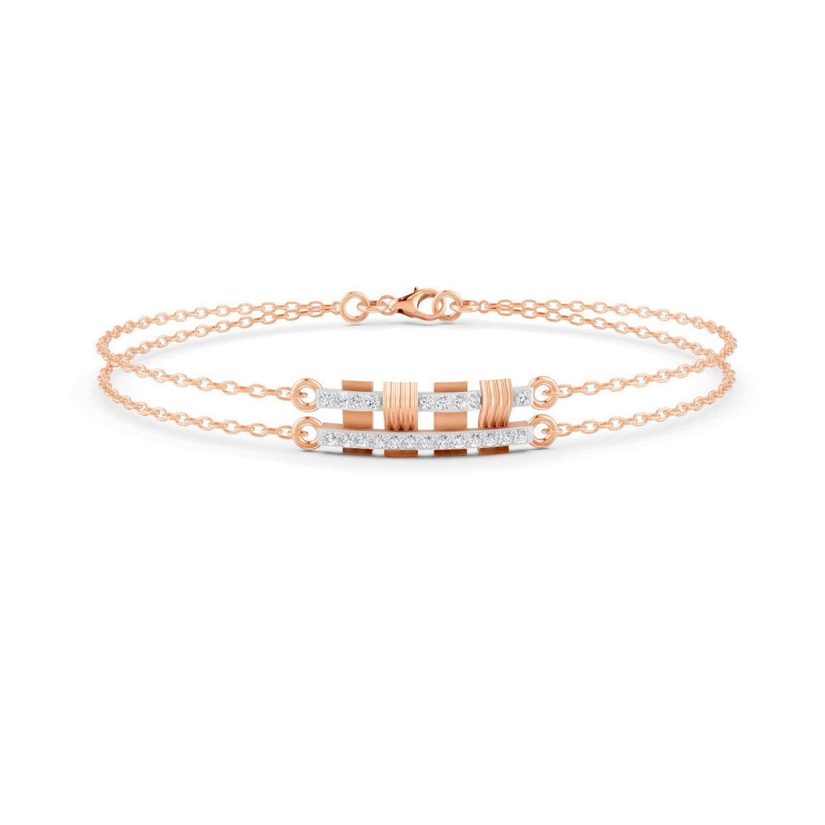 0.27 Ct Round Cut Moissanite Minimalist Bar Chain Bracelet 14K Yellow Gold Plated