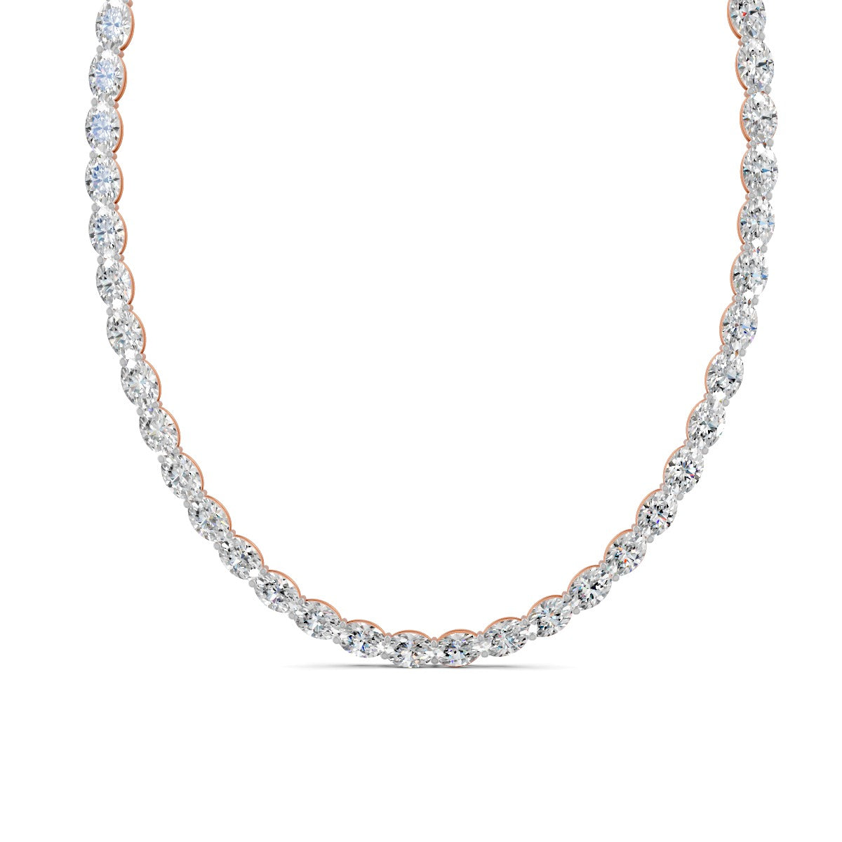 12Ct Oval Cut Moissanite Tennis Necklace 14K Yellow Gold Plated