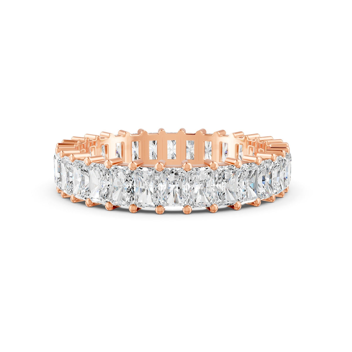 3.08 Ct Emerald Cut Moissanite Full Eternity Band Ring 14K Gold Plated