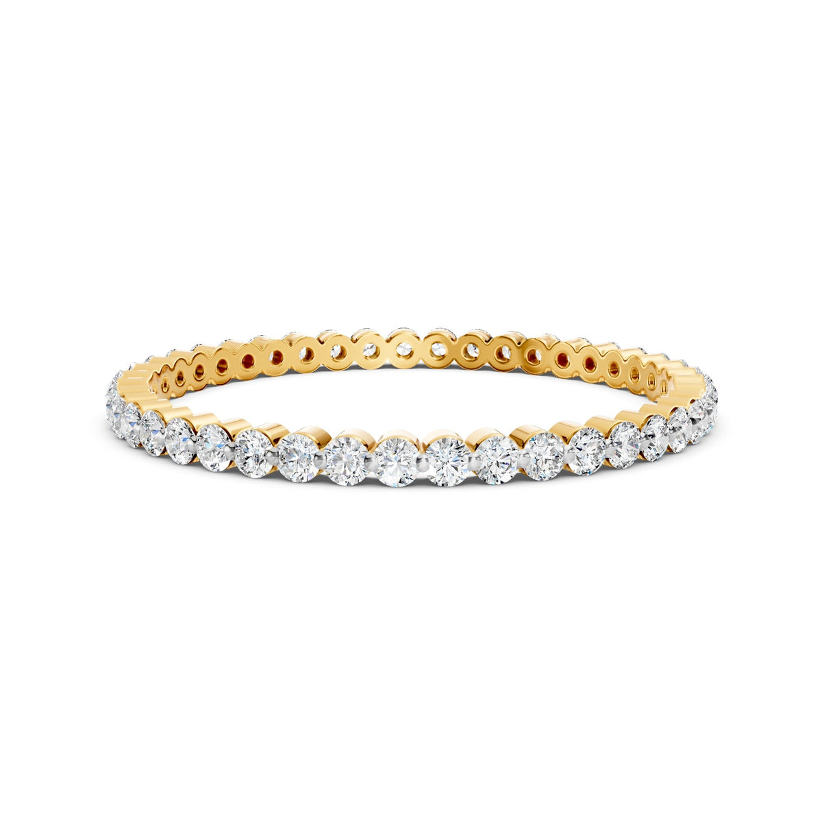 Round Cut Moissanite Full Eternity Band Ring 14K Gold Plated