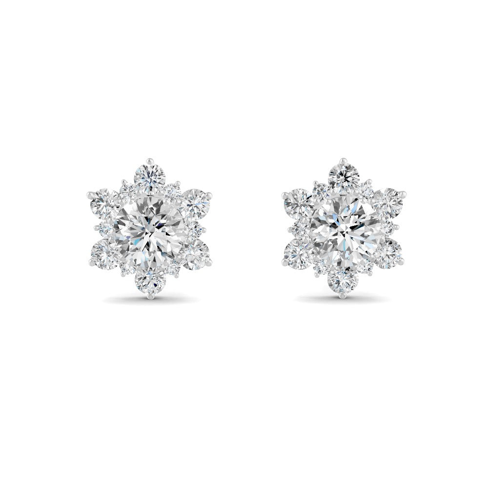 0.72 Ct Round Cut Moissanite Cluster Stud Earrings 14K Yellow Gold Plated