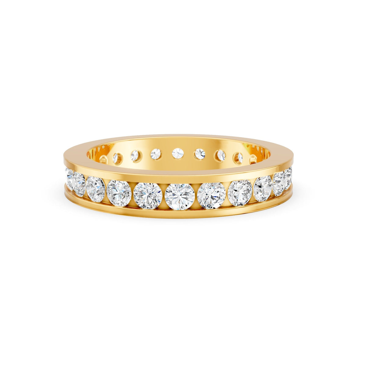 1.38Ct Round Cut Moissanite Channel Set Full Eternity Band Ring 14K Gold Plated
