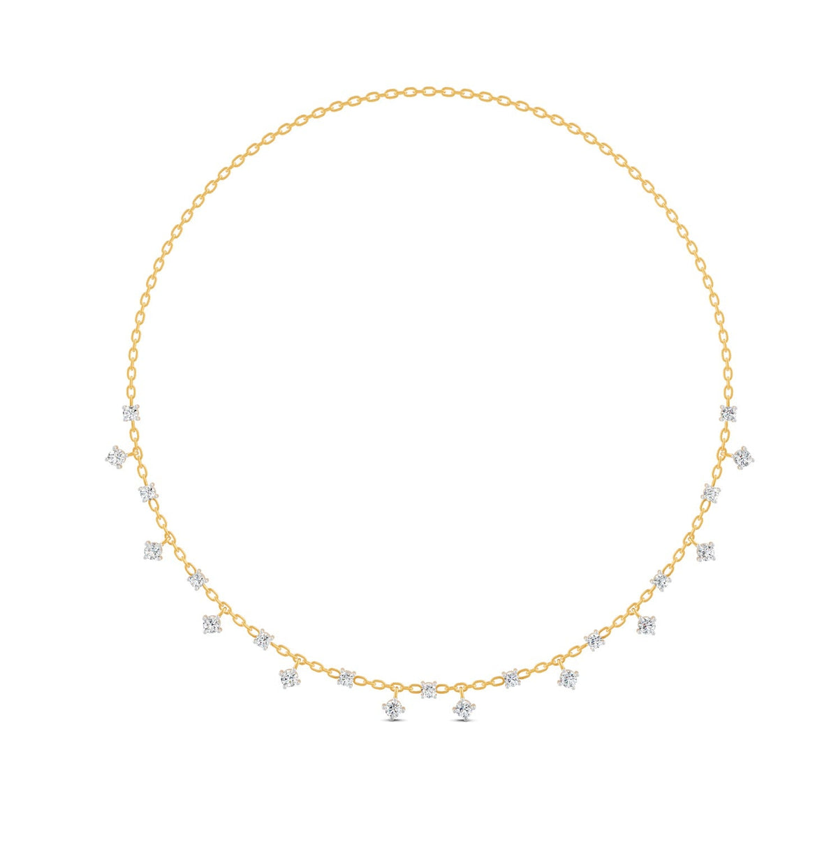 0.76 Ct Round Cut Moissanite Minimalist Chain Necklace In 14K Yellow Gold Plated